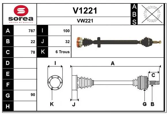 SNRA hajtótengely - V1221 - TothCarparts