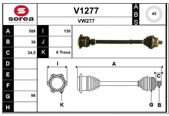 SNRA hajtótengely - V1277 - TothCarparts