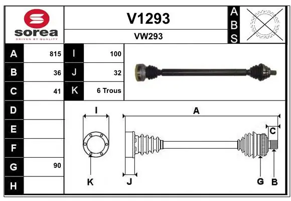 SNRA hajtótengely - V1293 - TothCarparts