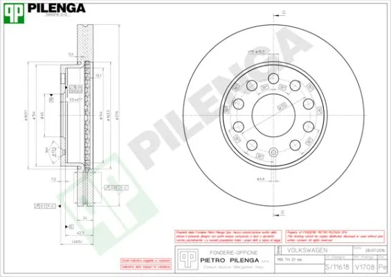 PILENGA féktárcsa - V1708 - TothCarparts