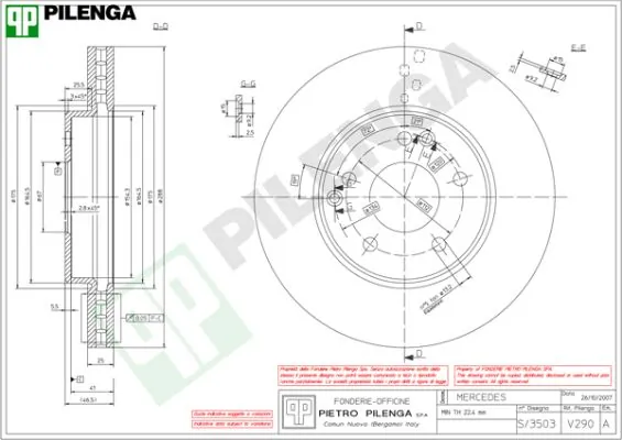 PILENGA féktárcsa - V290 - TothCarparts