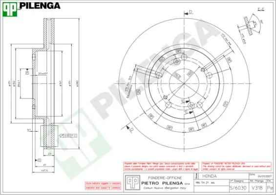 PILENGA féktárcsa - V318 - TothCarparts