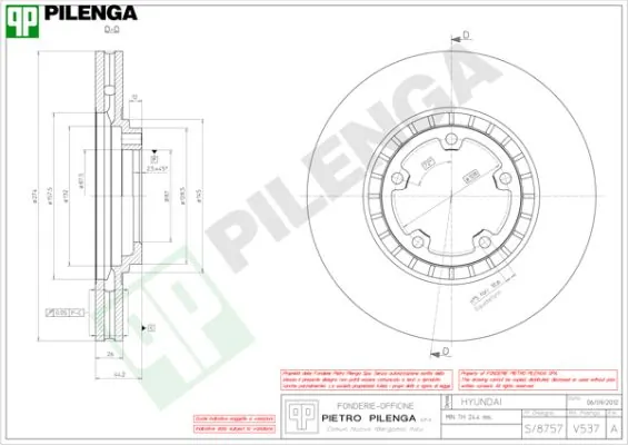 PILENGA féktárcsa - V537 - TothCarparts