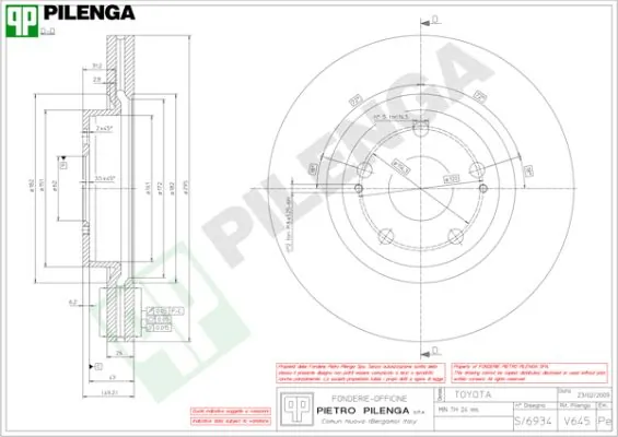 PILENGA féktárcsa - V645 - TothCarparts