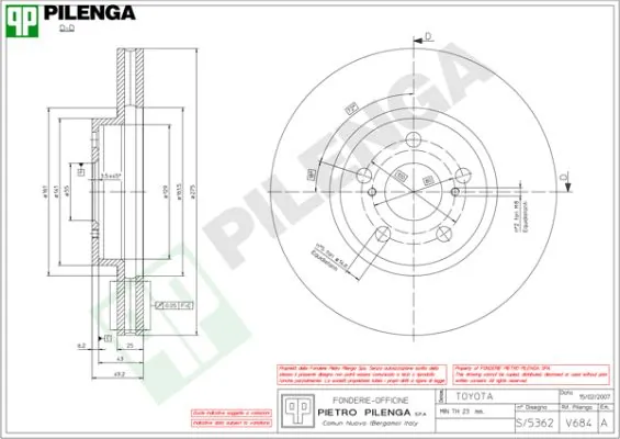 PILENGA féktárcsa - V684 - TothCarparts