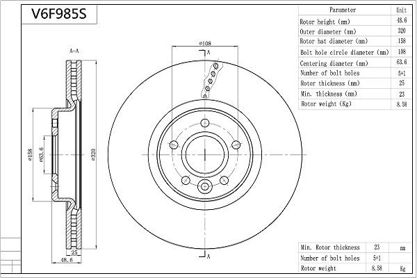 AISIN féktárcsa - V6F985S - TothCarparts