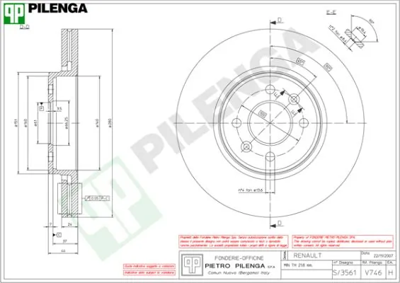 PILENGA féktárcsa - V746 - TothCarparts