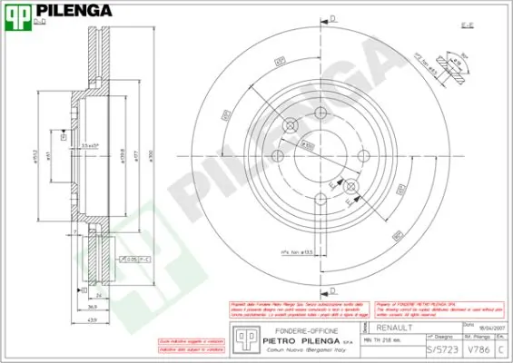 PILENGA féktárcsa - V786 - TothCarparts