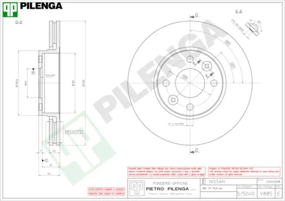 PILENGA féktárcsa - V885 - TothCarparts