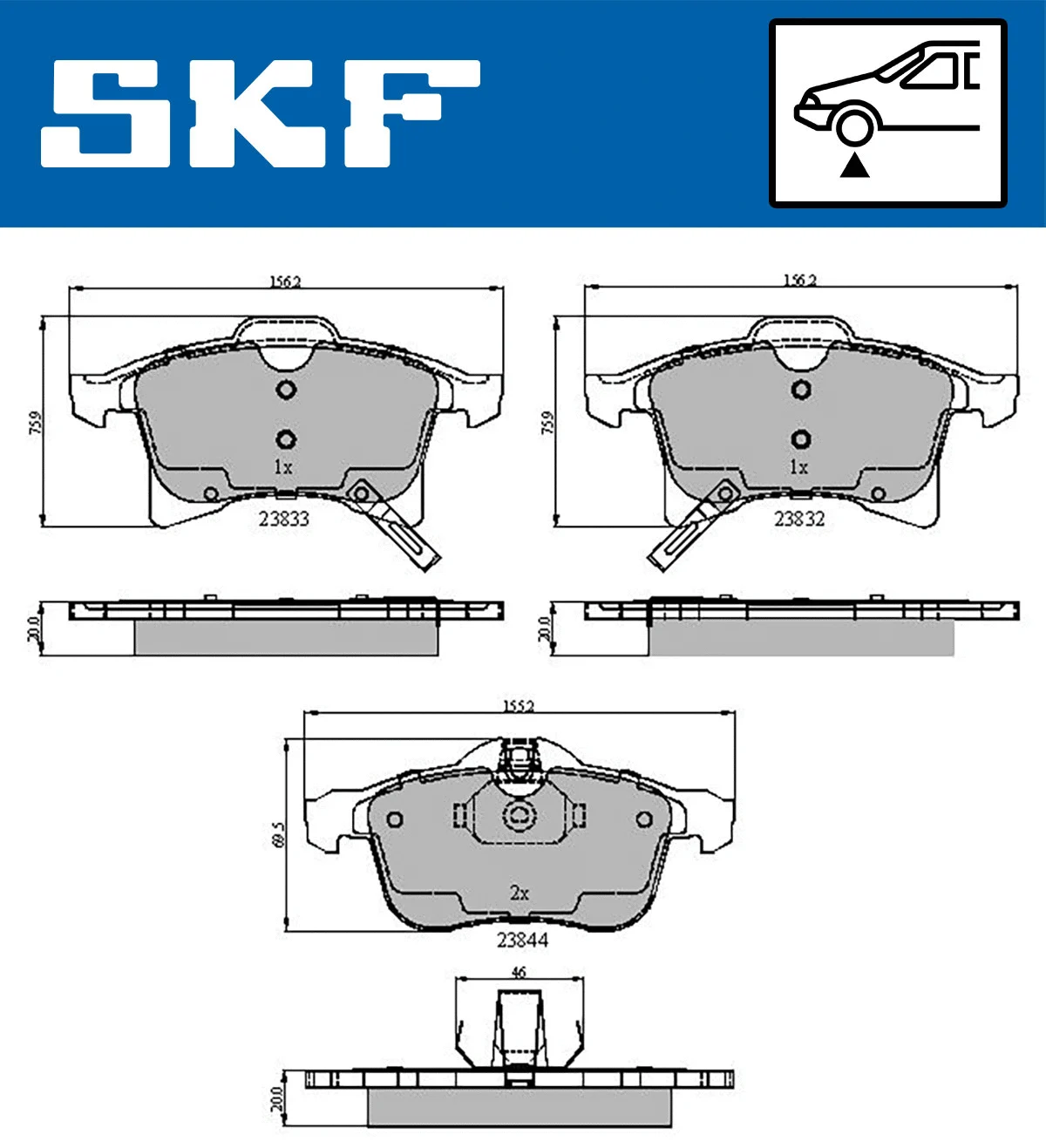 SKF fékbetétkészlet, tárcsafék - VKBP 80043 A - TothCarparts