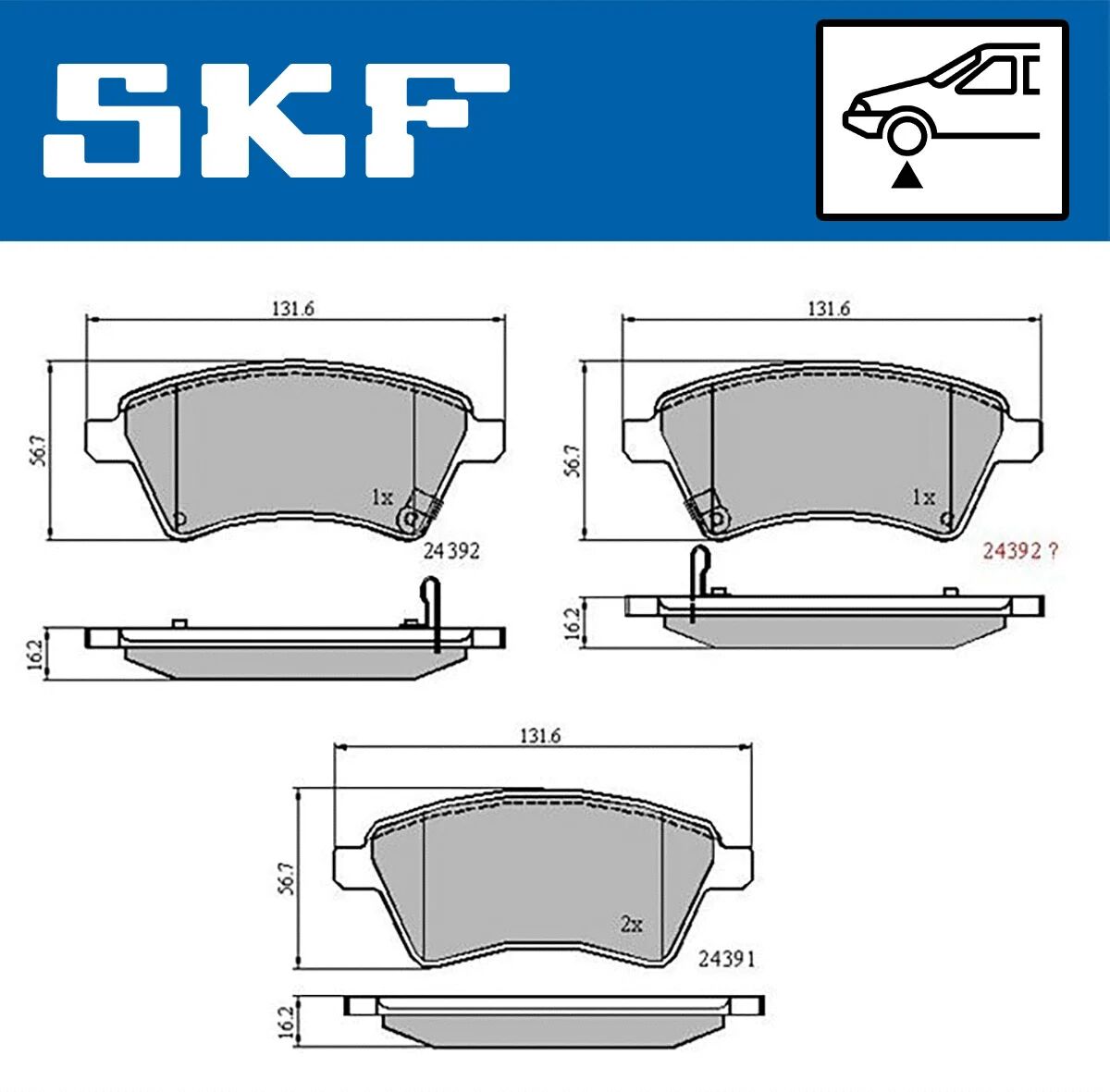 SKF fékbetétkészlet, tárcsafék - VKBP 80185 A - TothCarparts