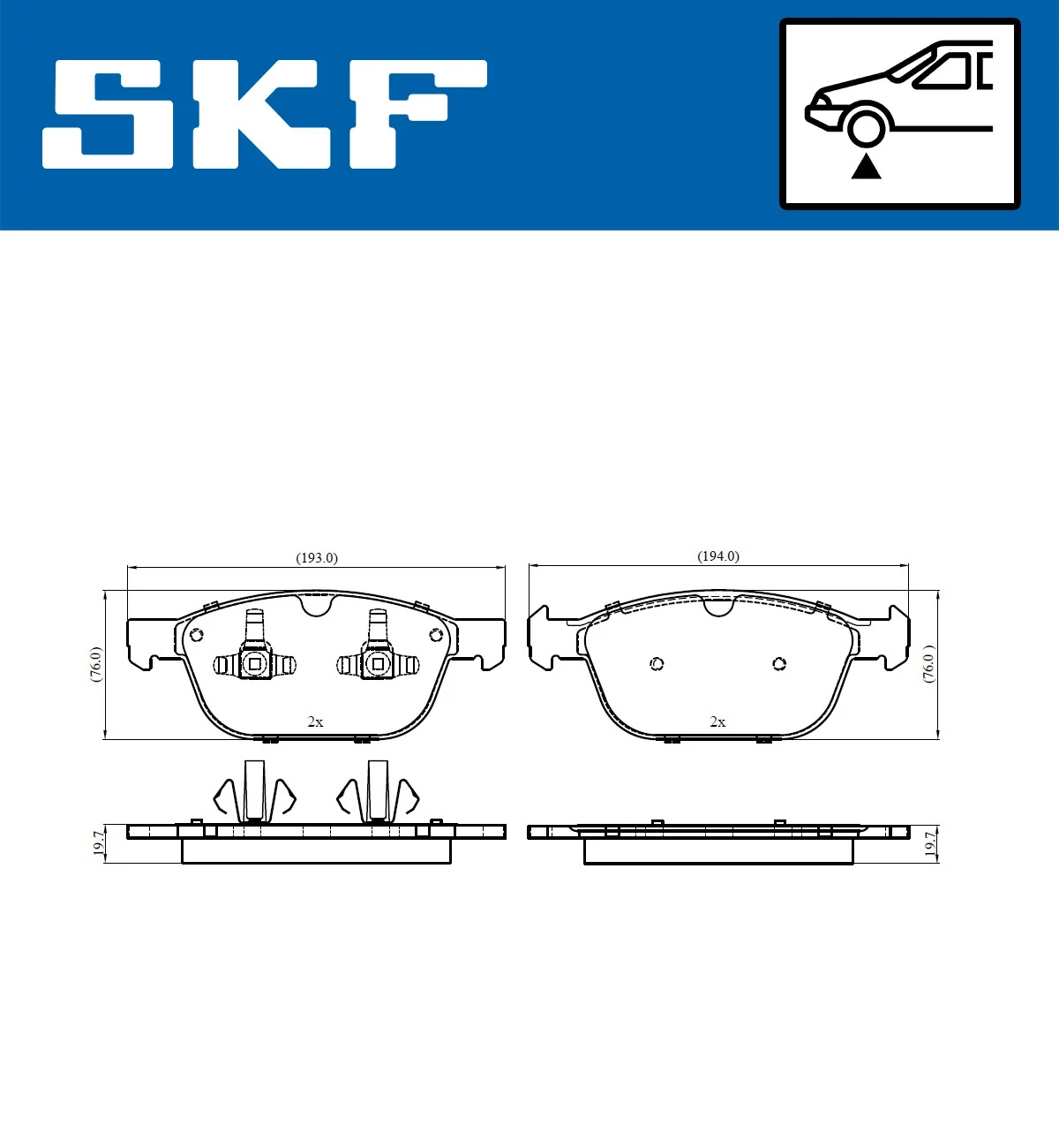 SKF fékbetétkészlet, tárcsafék - VKBP 80188 - TothCarparts