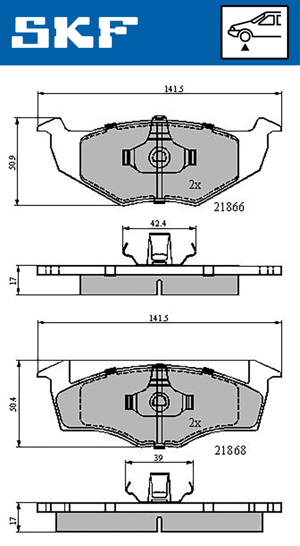 SKF fékbetétkészlet, tárcsafék - VKBP 80278 - TothCarparts