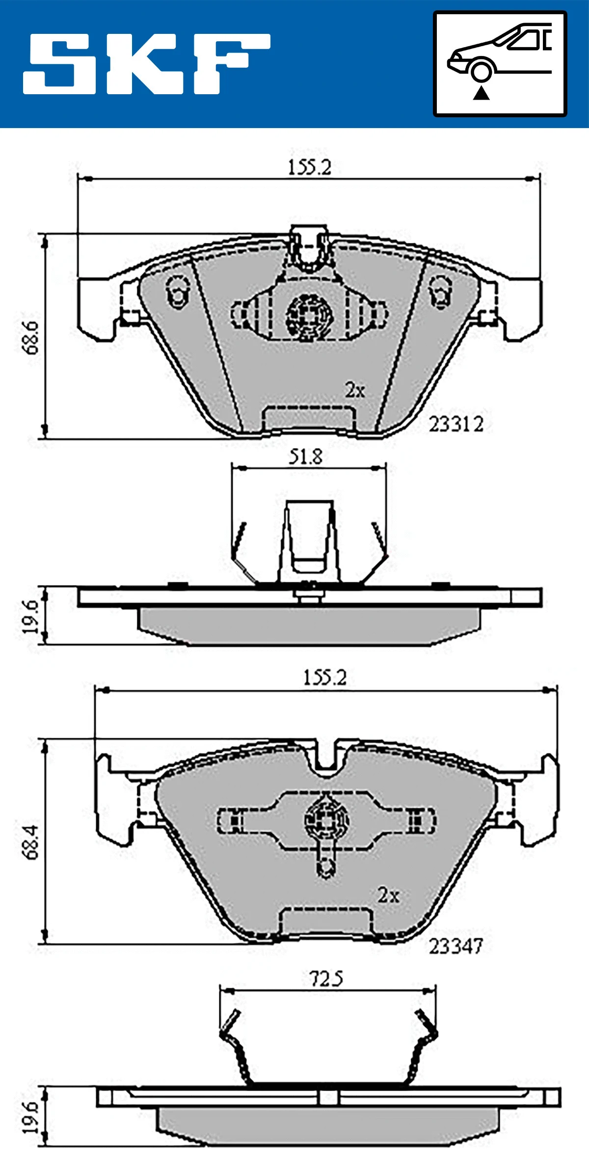 SKF fékbetétkészlet, tárcsafék - VKBP 80308 - TothCarparts