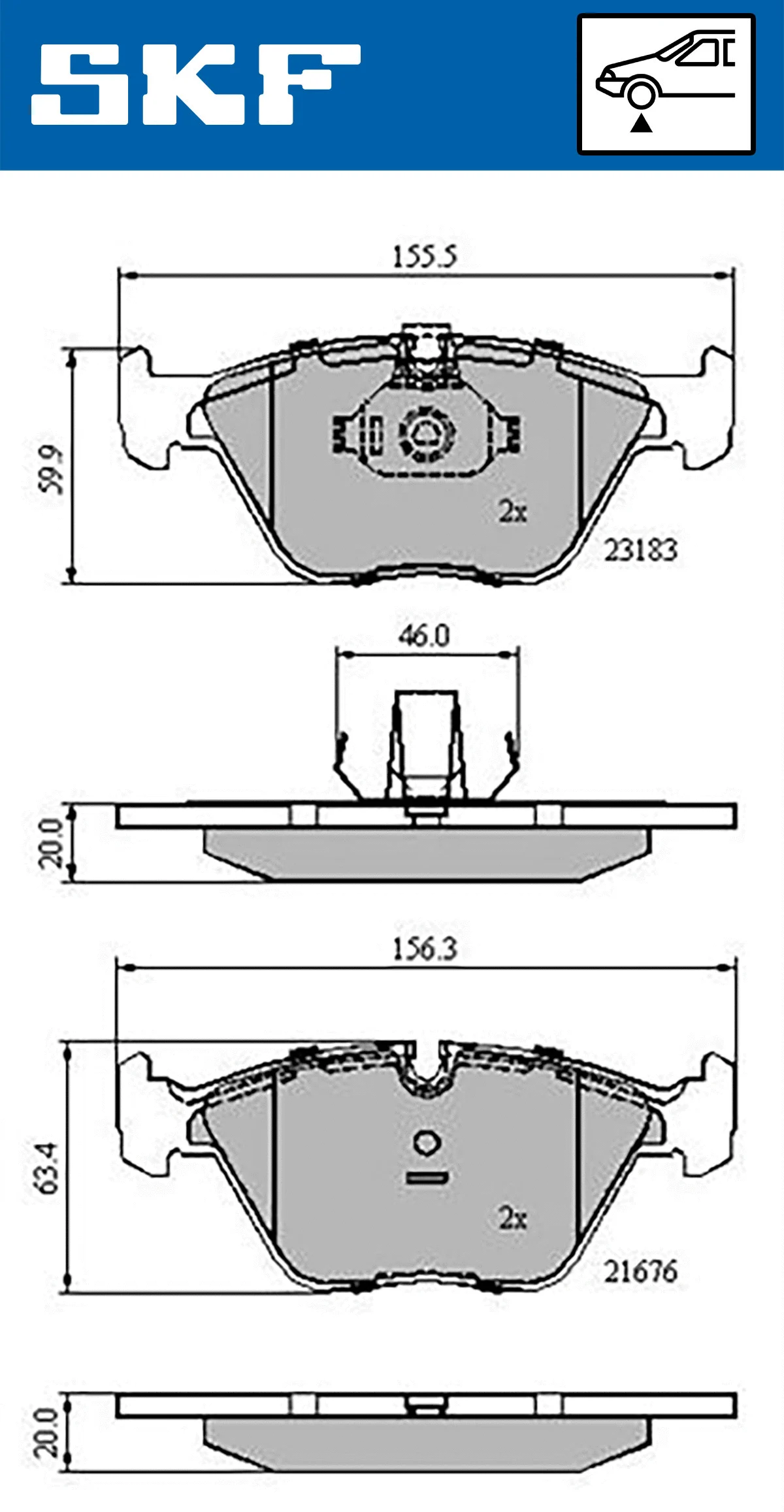 SKF fékbetétkészlet, tárcsafék - VKBP 80311 - TothCarparts