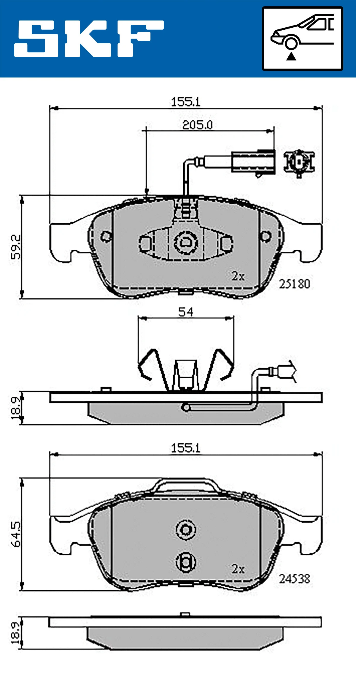 SKF fékbetétkészlet, tárcsafék - VKBP 80353 E - TothCarparts