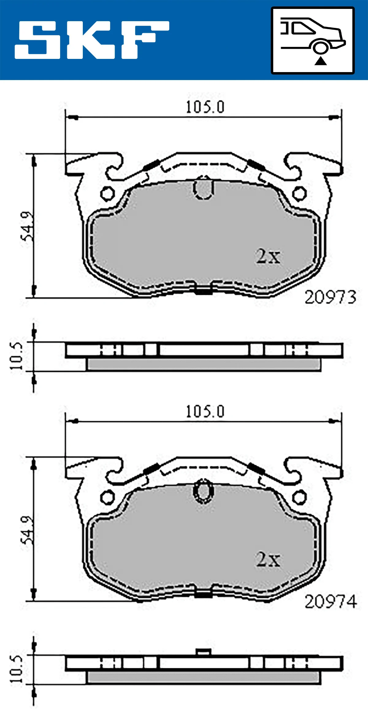 SKF fékbetétkészlet, tárcsafék - VKBP 90120 - TothCarparts