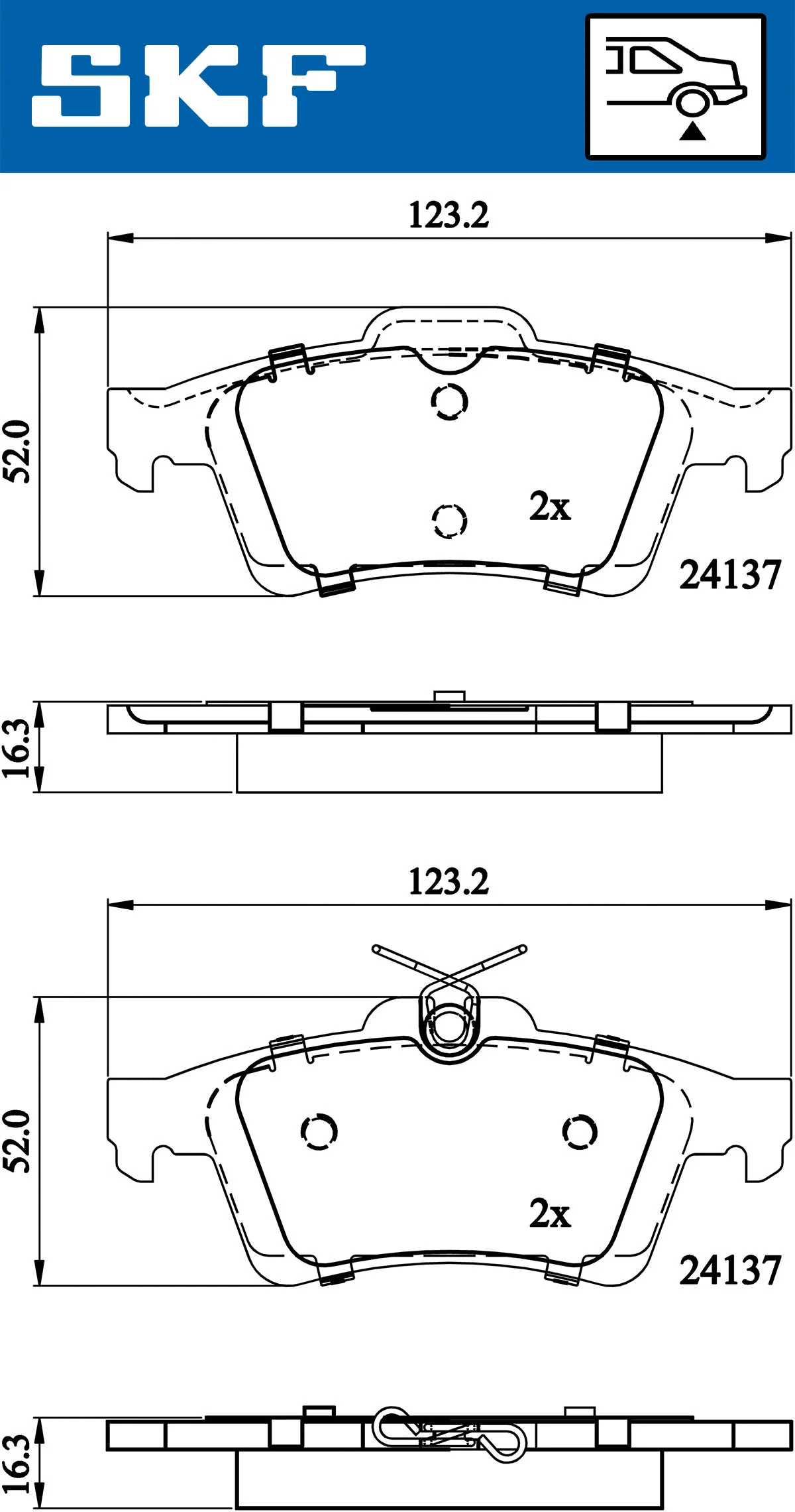 SKF fékbetétkészlet, tárcsafék - VKBP 90148 - TothCarparts