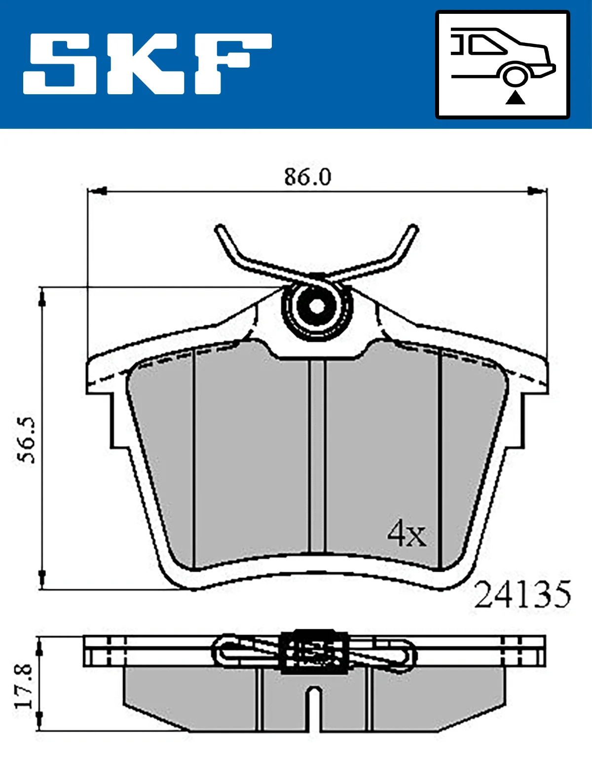 SKF fékbetétkészlet, tárcsafék - VKBP 90186 - TothCarparts