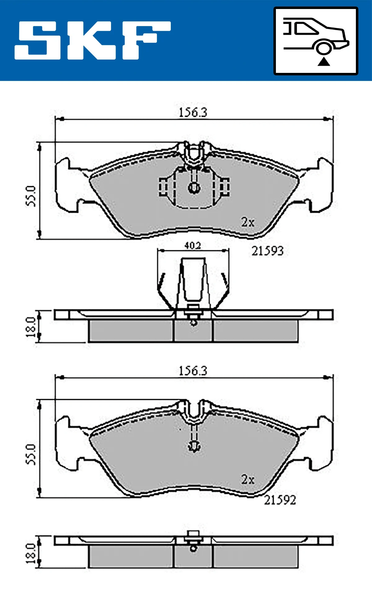 SKF fékbetétkészlet, tárcsafék - VKBP 90362 - TothCarparts