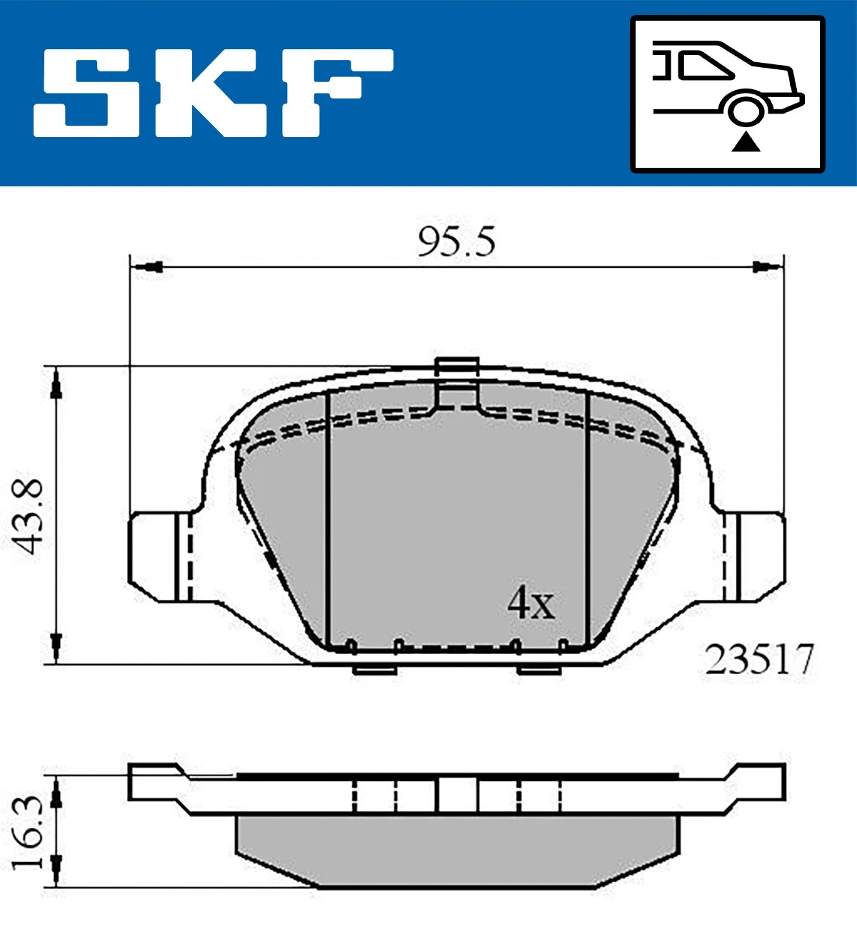 SKF fékbetétkészlet, tárcsafék - VKBP 90472 - TothCarparts