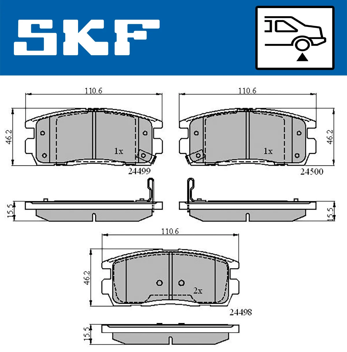 SKF fékbetétkészlet, tárcsafék - VKBP 90556 A - TothCarparts