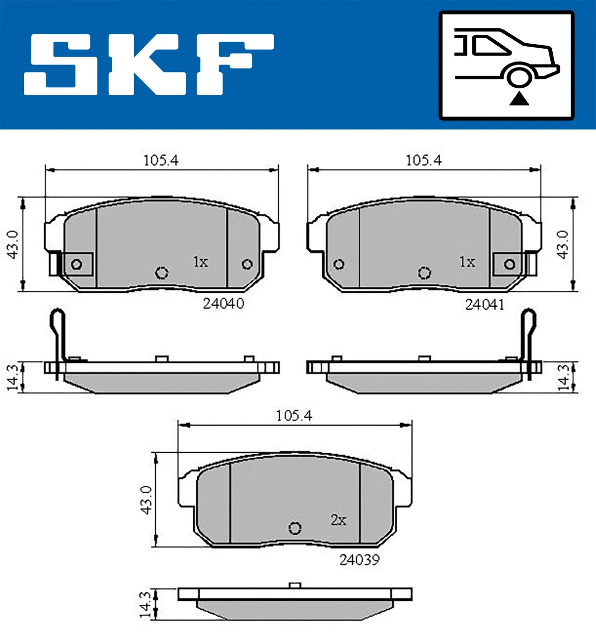 SKF fékbetétkészlet, tárcsafék - VKBP 90620 A - TothCarparts