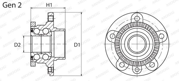 MOOG kerékcsapágy készlet - VO-WB-11058 - TothCarparts