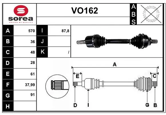 SERA hajtótengely - VO162 - TothCarparts