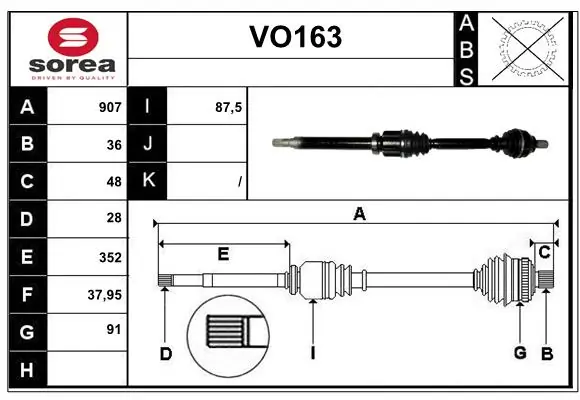 SERA hajtótengely - VO163 - TothCarparts