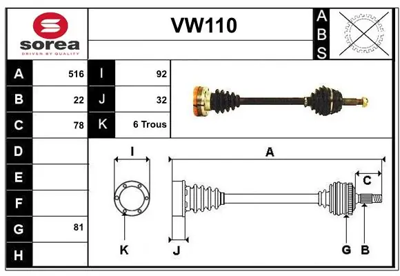 SERA hajtótengely - VW110 - TothCarparts