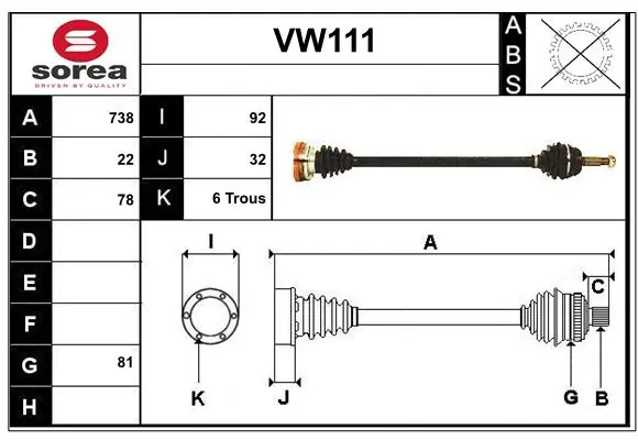 SERA hajtótengely - VW111 - TothCarparts