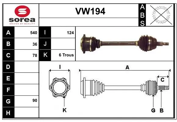 SERA hajtótengely - VW194 - TothCarparts