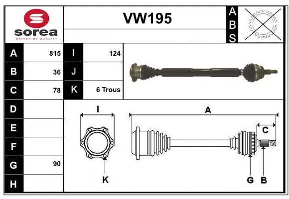 SERA hajtótengely - VW195 - TothCarparts