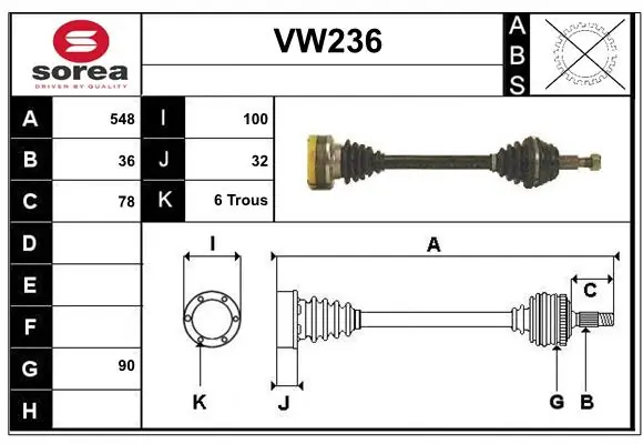 SERA hajtótengely - VW236 - TothCarparts