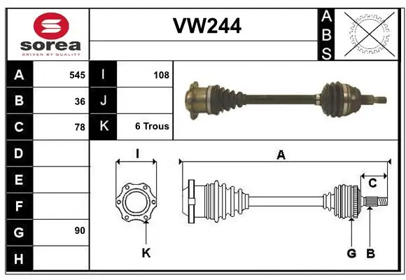 SERA hajtótengely - VW244 - TothCarparts
