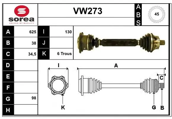 SERA hajtótengely - VW273 - TothCarparts