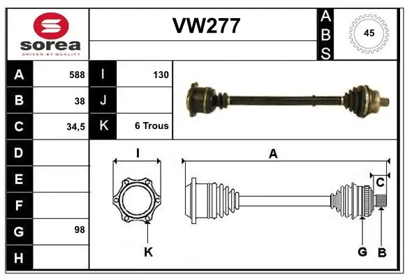 SERA hajtótengely - VW277 - TothCarparts