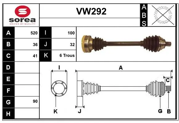 SERA hajtótengely - VW292 - TothCarparts