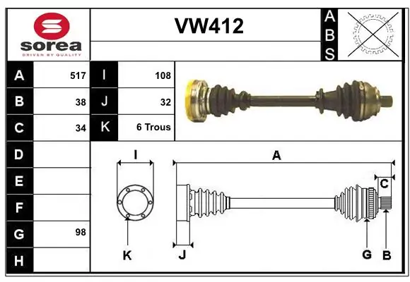 SERA hajtótengely - VW412 - TothCarparts